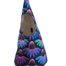 Quilted Handmade Peg Bag featuring echinacea - purple 