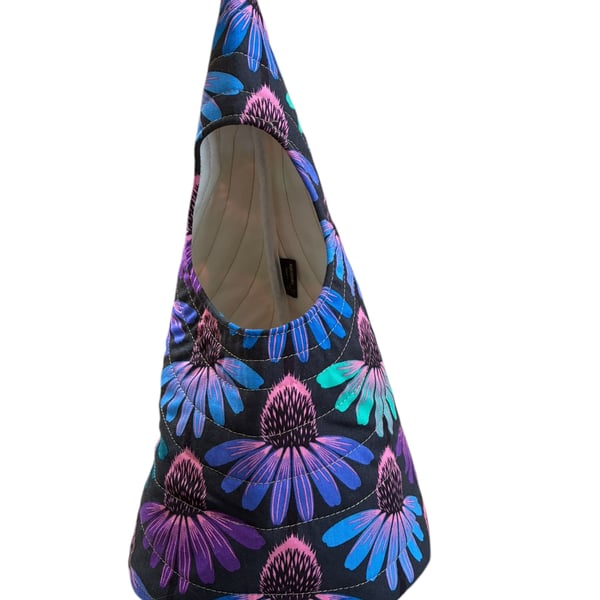 Quilted Handmade Peg Bag featuring echinacea - purple 