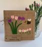Handmade Mother’s Day Card. Purple and pale pink flowers from wool felt.  - Image 1