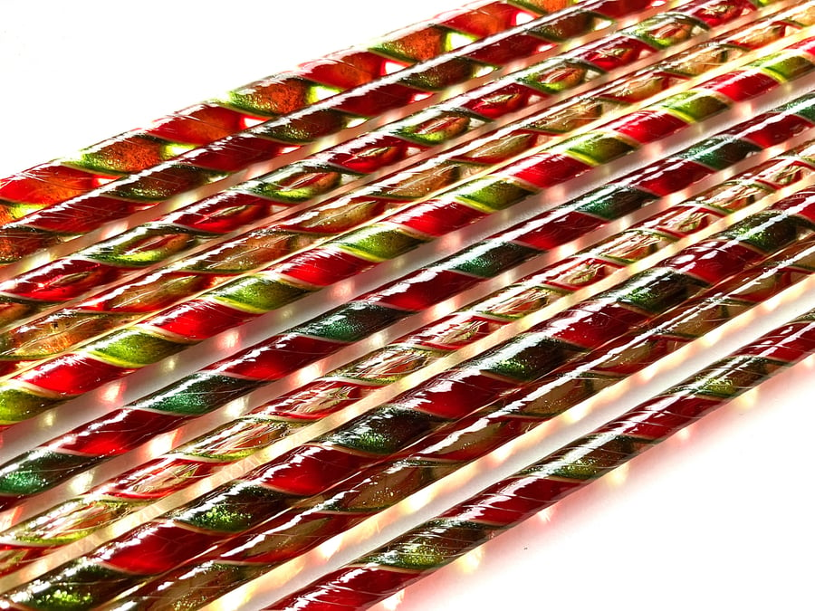 Twisted cane Christmas pack Bullseye 90 coe glass Vitrigraph twisties