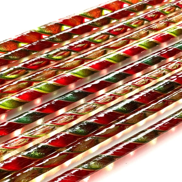 Twisted cane Christmas pack Bullseye 90 coe glass Vitrigraph twisties