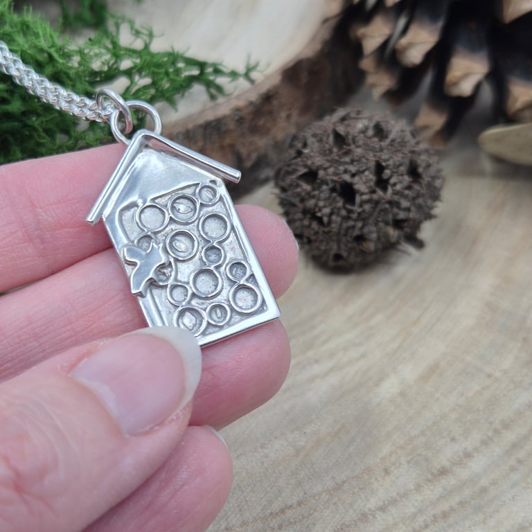 A 'One of a Kind' Sterling Silver Wildlife Bee House Pendant Necklace