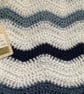 BLANKET, THROW. Ripples. Crocheted .' Ocean' . Blue, white.  - Image 5