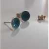 Turquoise coloured enamel silver earrings