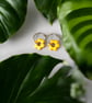 Yellow Sunrise Flower Hoop Earrings - Image 3