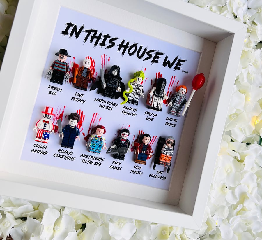 Horror Halloween “In This House We” 12 Minifigure Frame