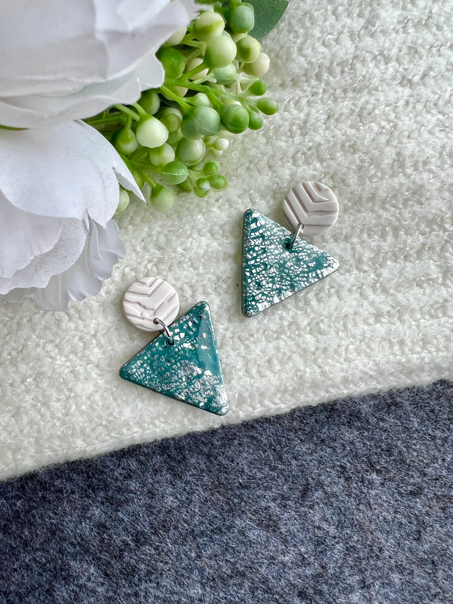 Turquoise and Silver Triangle Drops