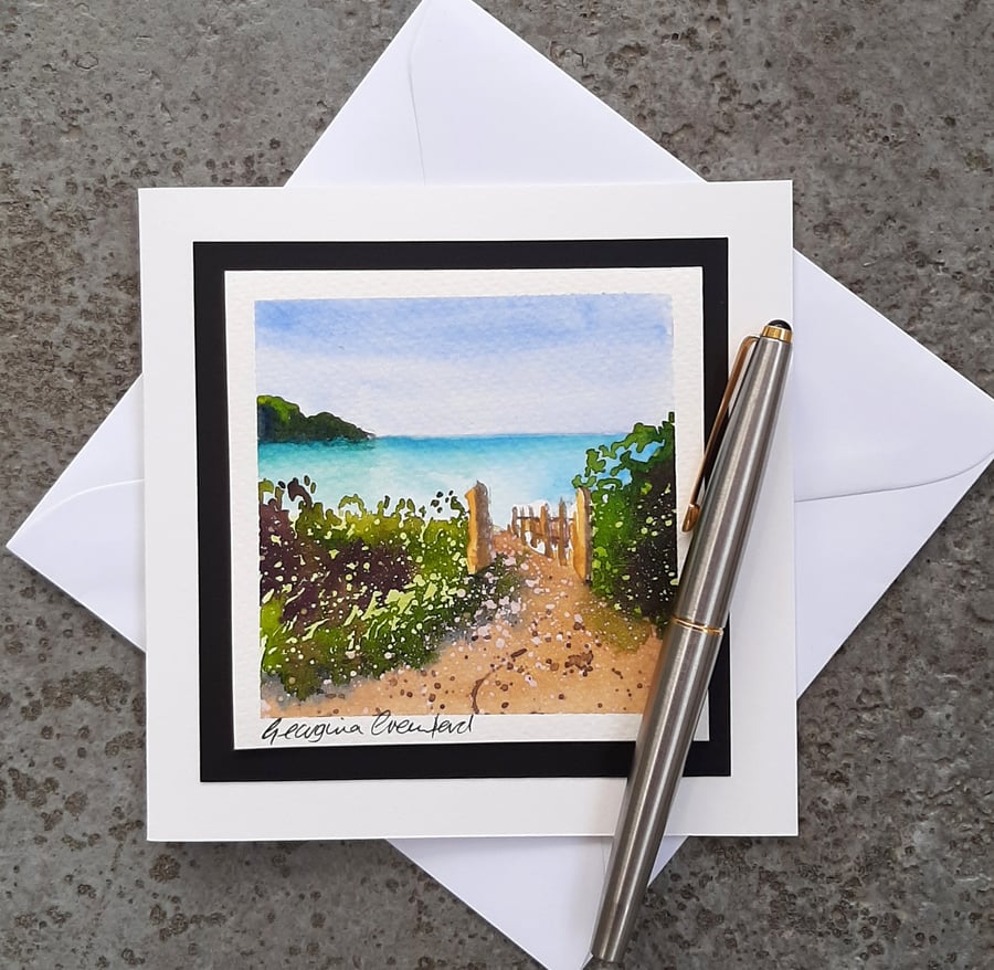 Handpainted Blank Card. Path by the Sea. The Card That'S Also A Keepsake
