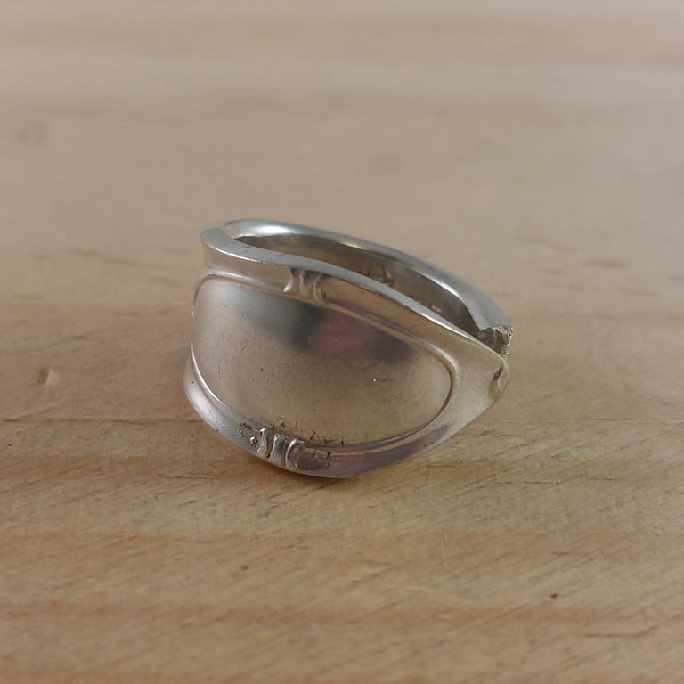 Upcycled Silver Plated Mirror Spoon Handle Ring (SPR102524)