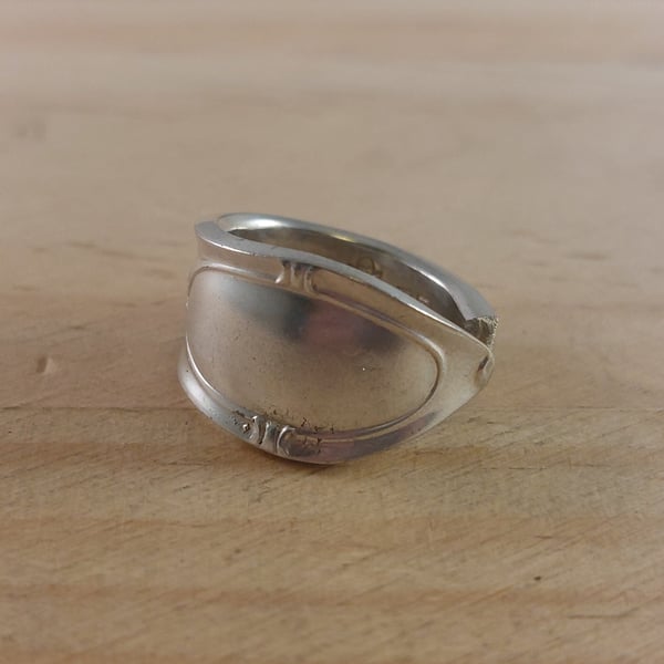 Upcycled Silver Plated Mirror Spoon Handle Ring (SPR102524)