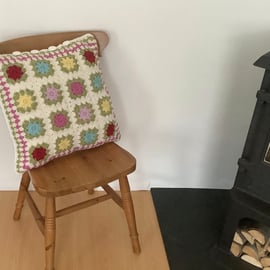 CUSHION ( includes insert ) ' Cottage Garden'.. Wool. Multicoloured.