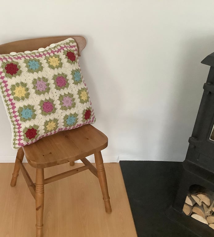 SALE....CUSHION ( includes insert ) ' Cottage Garden'.. Wool. Multicoloured.