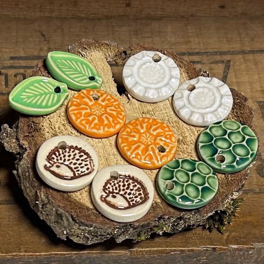 Set of five pairs of ceramic earring beads set 3