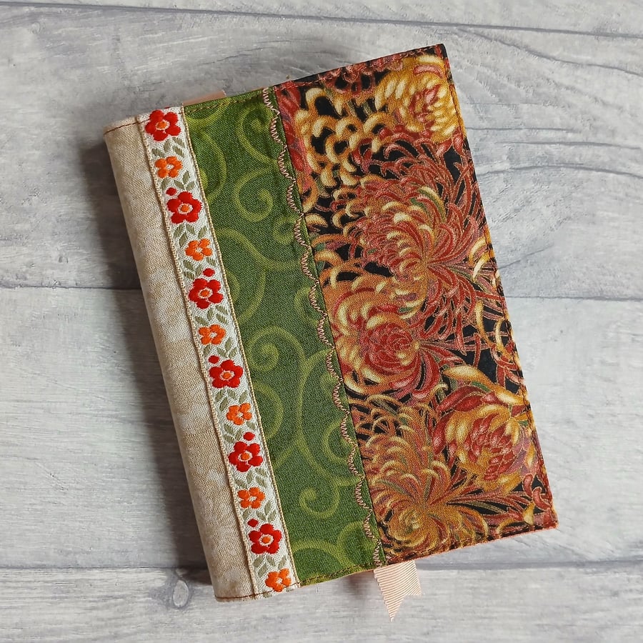 SOLD - A6 Reusable Patchwork Notebook Cover in Autumn Colours, Autumn Notebook