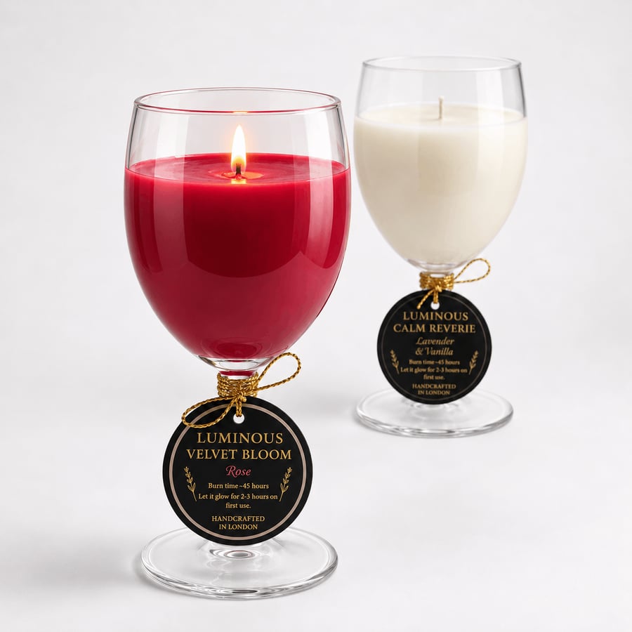 Soy Candle Gift Set of 2 - Rose & Lavender Vanilla Wine Goblet Candles