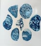 A collagraph print of beach pebbles blue - Image 2