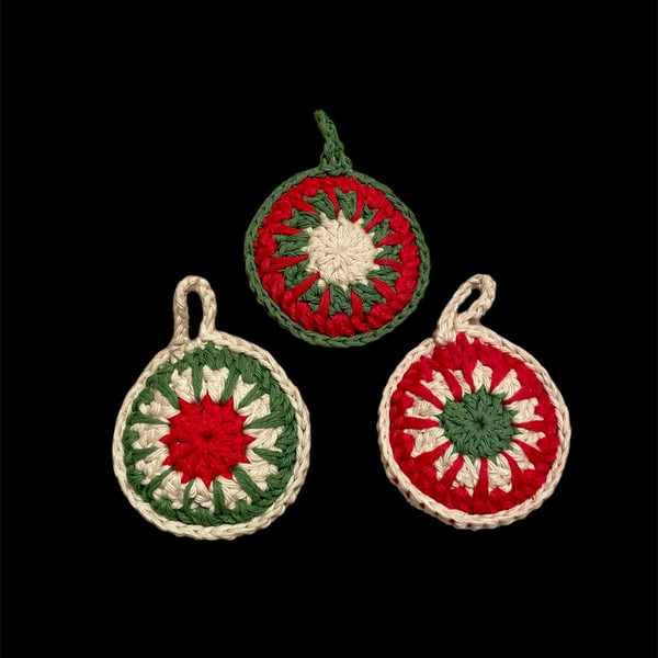 Set of 3 Christmas Baubles, Cottagecore Christmas, Boho Christmas, Christmas