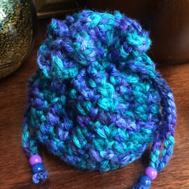 Hand Crocheted Luxury Mermaid Drawstring Bag Handbag Purse Gift Bag