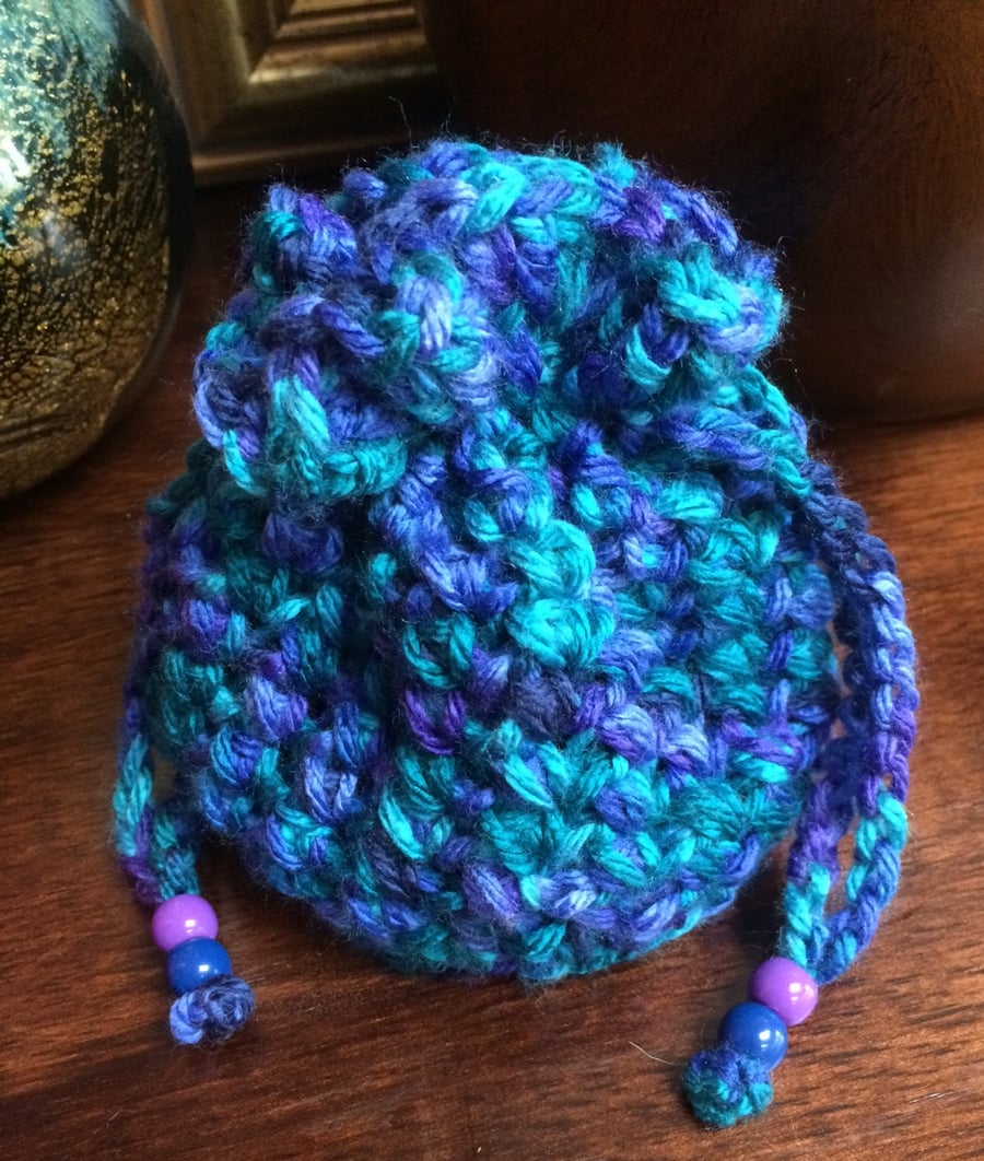 Hand Crocheted Luxury Mermaid Drawstring Bag Handbag Purse Gift Bag