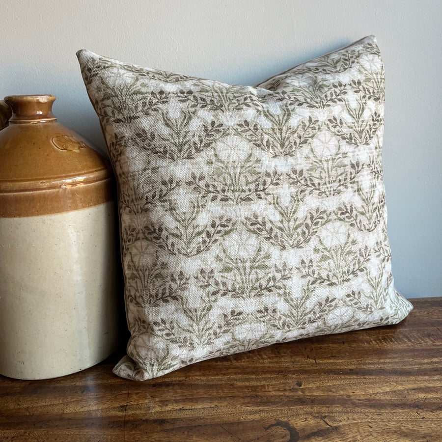 William Morris Bellflower linen and velvet cushion cover square