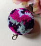 Wool Pompom Bag Charm, Fluffy Pompom Keyring, 7cm, Gift Idea.