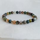 Mixed earthy agate gemstone stretch bracelet 