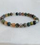 Mixed earthy agate gemstone stretch bracelet 