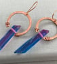 Rainbow Quartz Point Hammered Copper Rustic Boho Earrings - Image 4