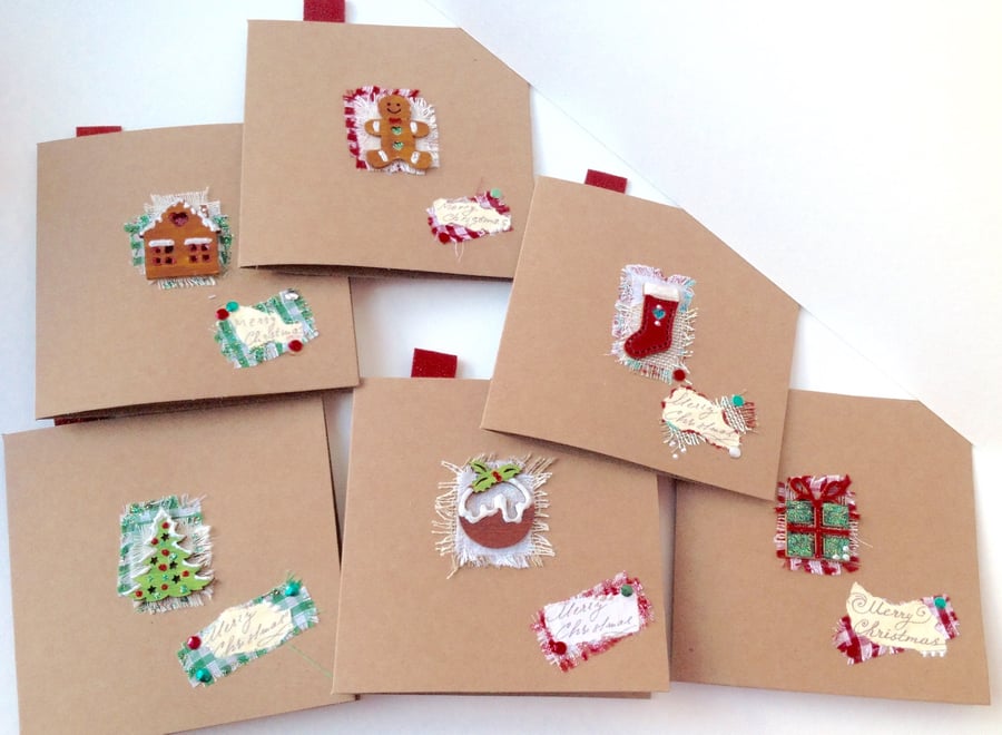 Christmas Cards,Collage Designs,Pack of Six,Handmade,Personalised