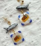 Mediterranean Sardine Tin Earrings - Unique piece