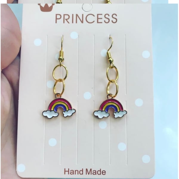 Rainbow goldtone dangle earrings