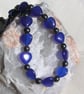 Blue Jade Heart & Black Hematite Gemstone Statement Beaded Necklace - Image 2