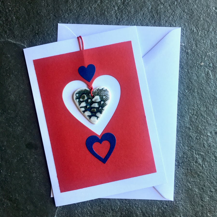 Hug in an envelope - Scandinavian heart handmade decoration and greetings card