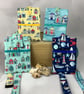Beach huts phone case, Seaside pouch, Neck strap, 4 options - Image 1