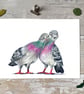 Original Pigeons Painting - Gouache painting - One of a kind