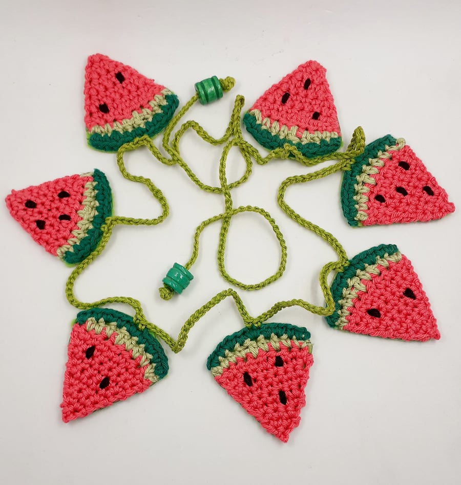 Crochet Mini Watermelon Slice Bunting 