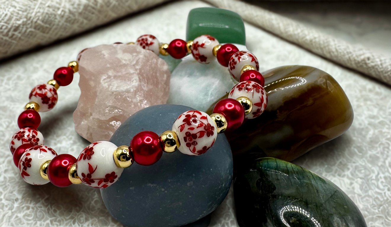 Red ceramic bead bracelet