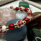 Red ceramic bead bracelet