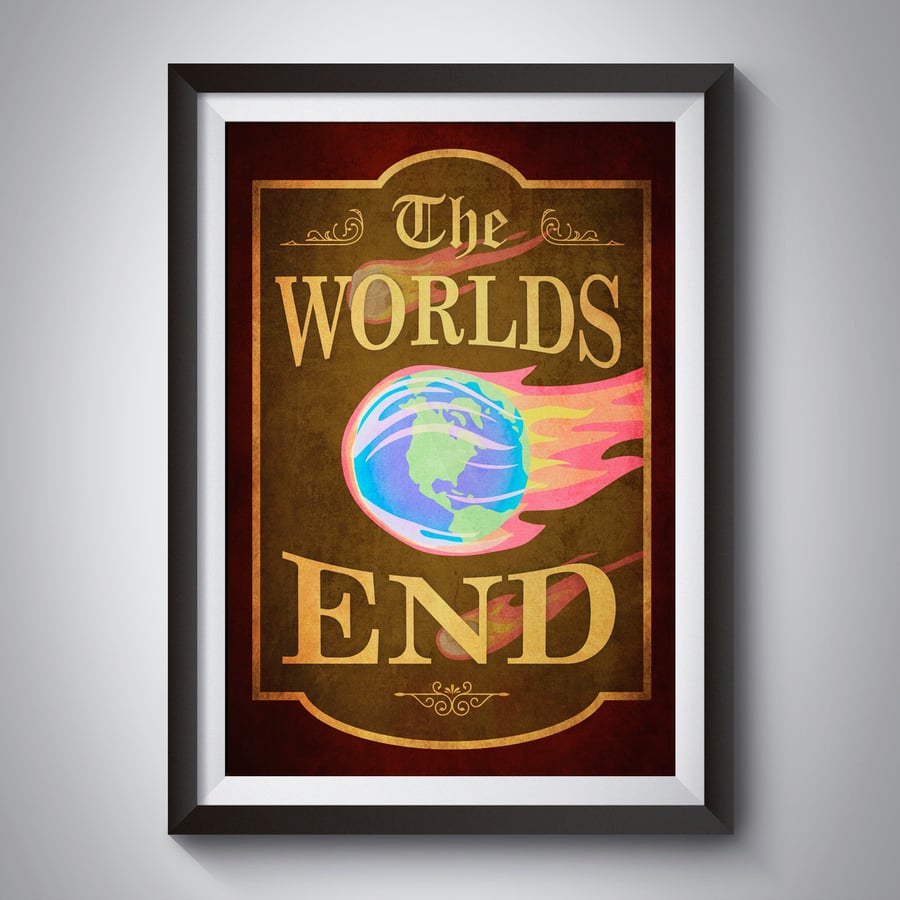 The Worlds End Bar Sign Movie Poster Print Wall Art Gift