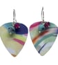 Recycled Watercolour Plectrum Earrings with Rubies