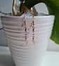 Pink Glass Cat's Eye & Copper Earrings with Pink Glass Leaves Jewellery Jewelry - Image 2