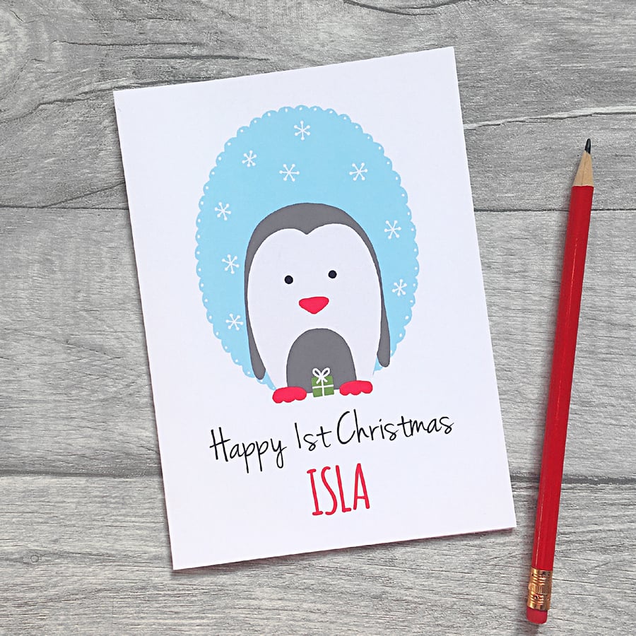 Baby's 1st Christmas Card - Personalised First Christmas Card for Baby