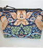 Small Zipped Pouch Purse Bag Strawberry Thief William Morris Bird Blue