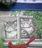 Cat at the Window Watching the Birds in the Garden Fabric Shopping Bag - Image 2