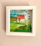 Little white barn, framed embroidered textile collage - Image 4