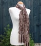 Crochet Stripey Scarf in Mahogany Brown - Image 4