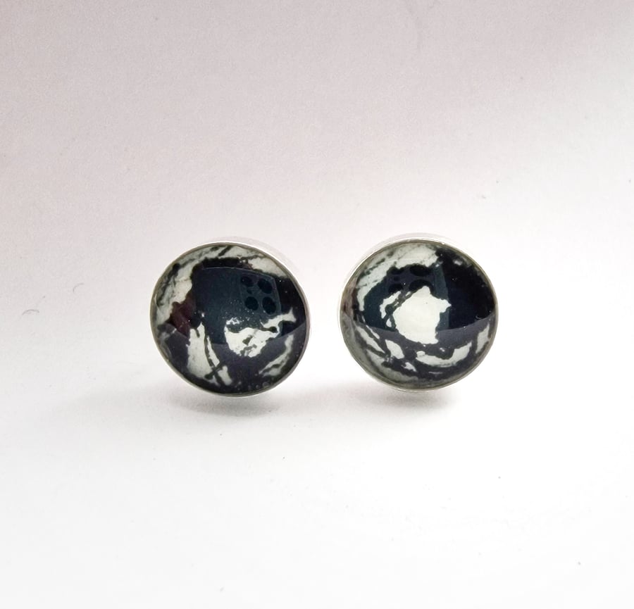 SALE Sterling Silver and resin stud earrings handmade in UK minimal elegant