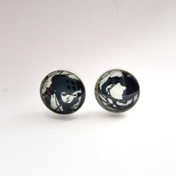 SALE Sterling Silver and resin stud earrings handmade in UK minimal elegant