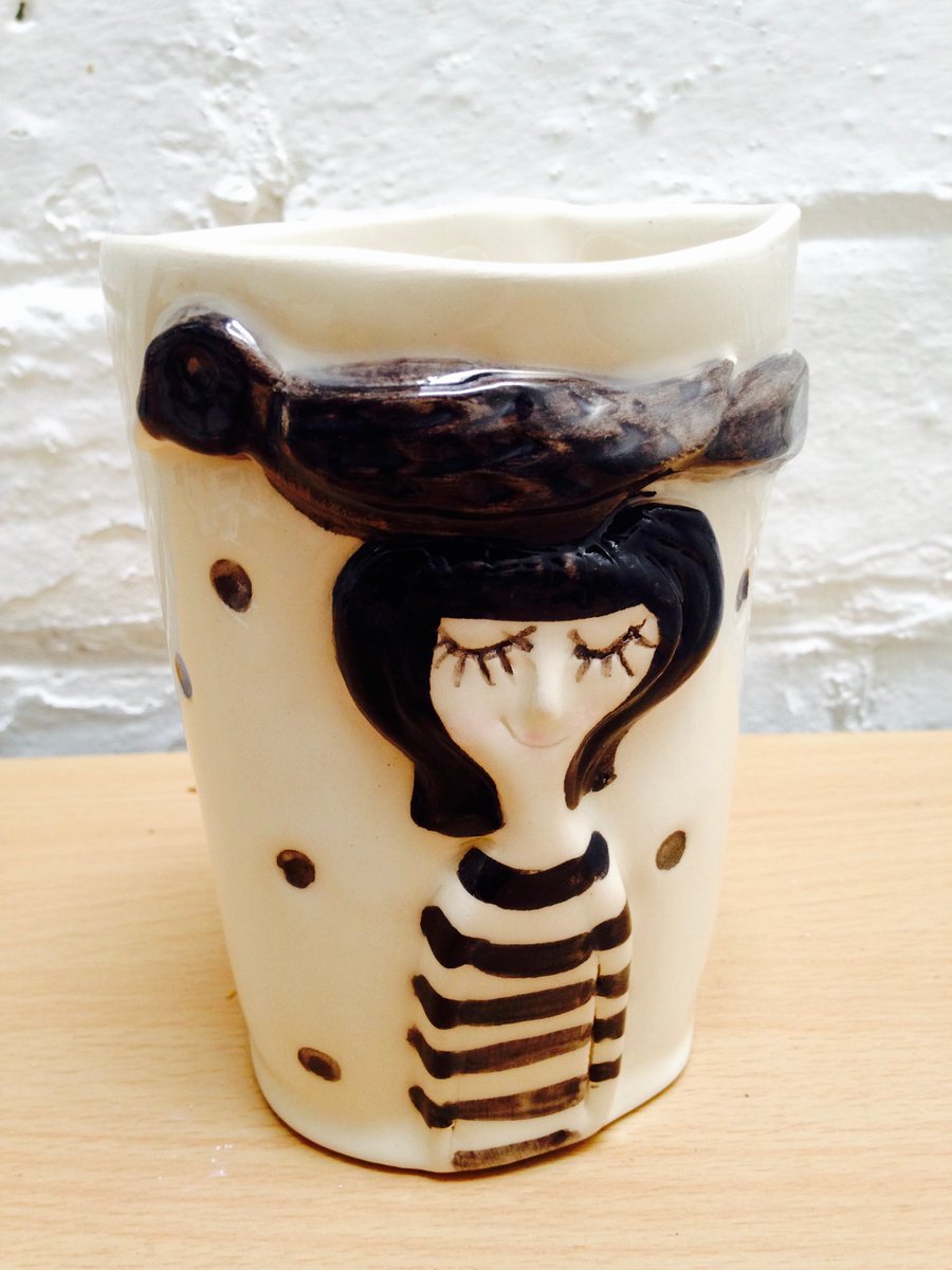 CERAMIC TUMBLER OR VASE 'SARA & HER RAVEN'