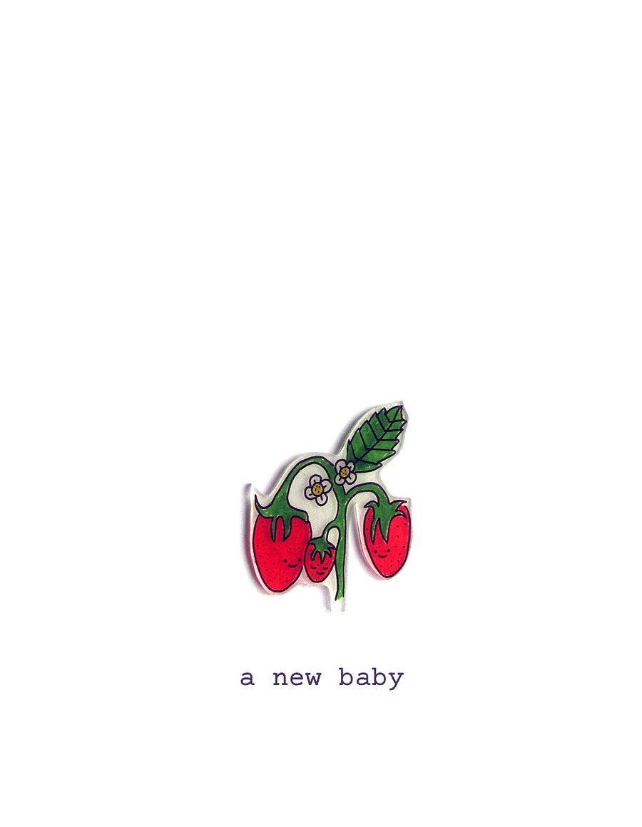 new baby card - strawberry family 